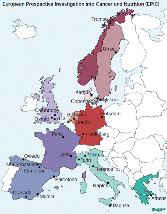 Location of EPIC study centers