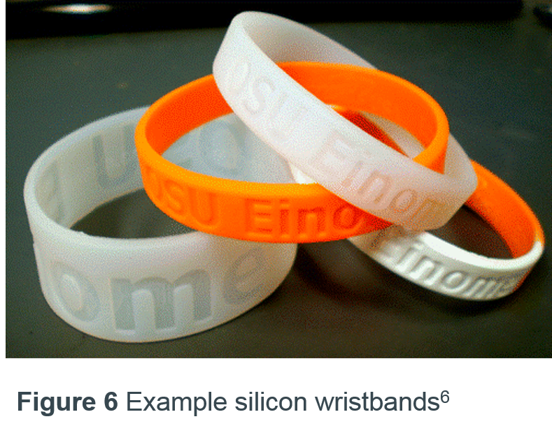 Example silicon wristbands